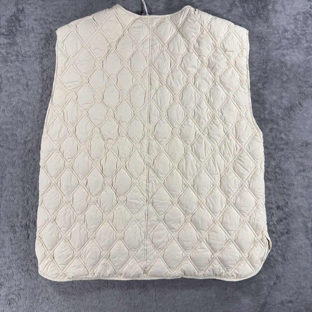 Marine Layer NWT Marina Down Vest Diamond Quilted Antique White Cream Med - Picture 2 of 5